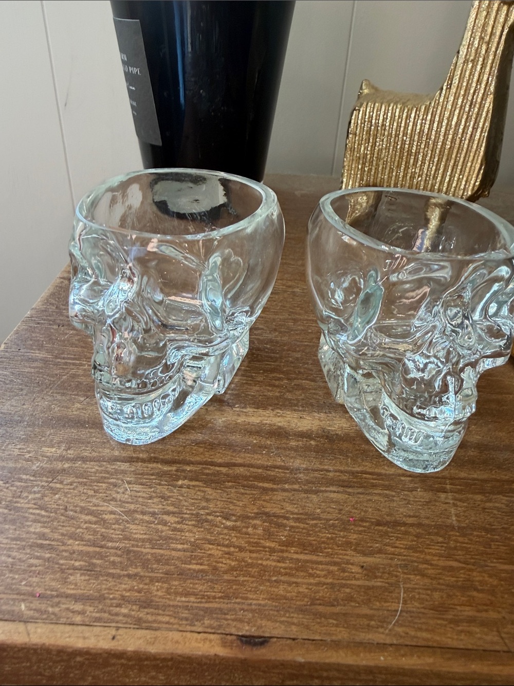 Clear vodka brand Glass Skull Shot Glasses - Set of 2